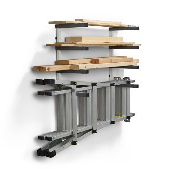 4-Level Lumber Storage Rack – White and Gray
