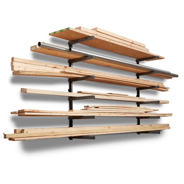 6-Level Lumber Storage Rack – Black and Gray